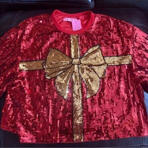 Simply Southern Red & Gold Sequin Top